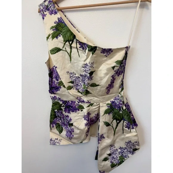 Libertine Women's White Lilac Garden Linen One-Shoulder Blouse Size Small – NWT - Picture 3 of 9